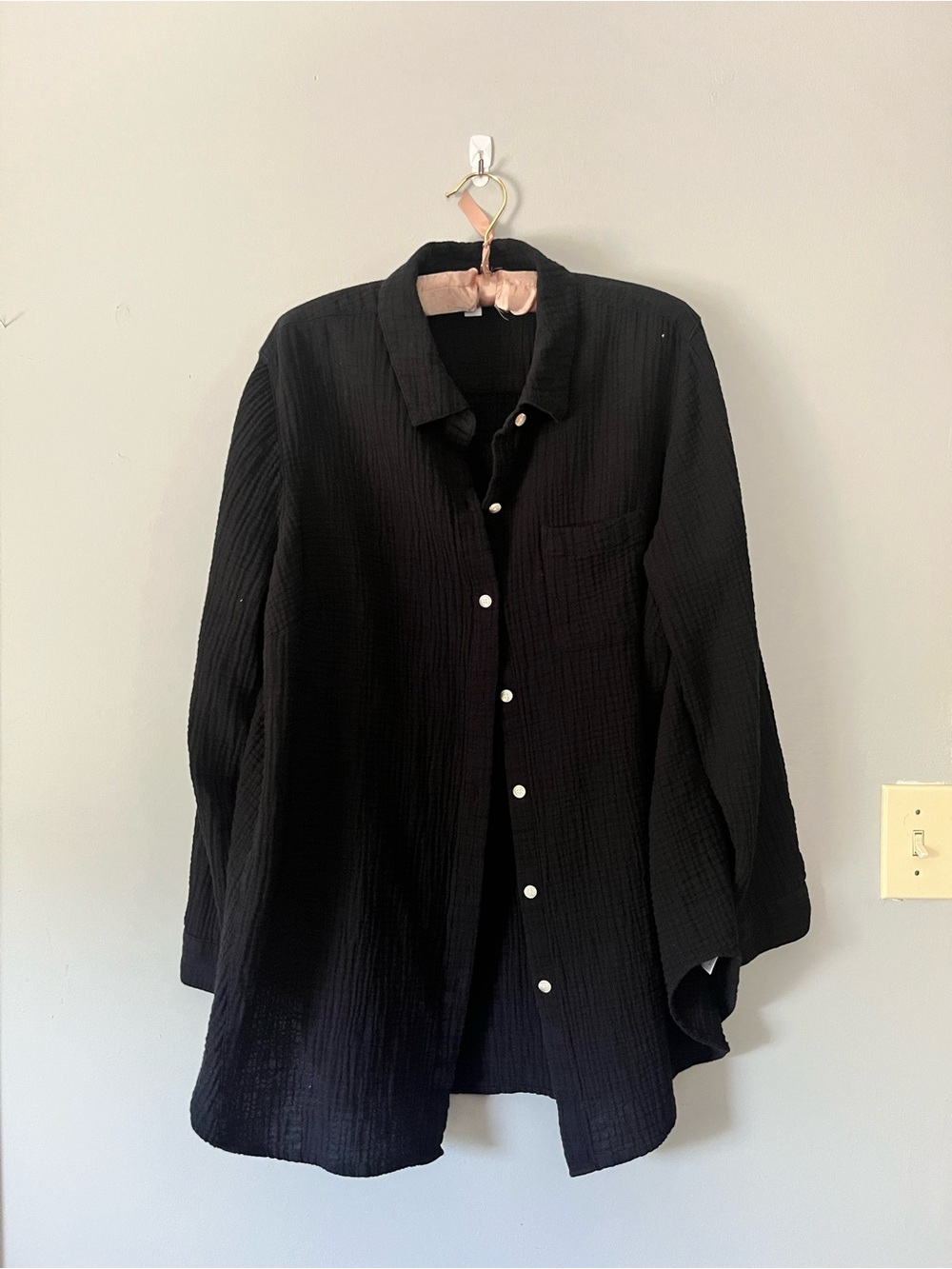 J. Jill Black Button-Down oversized cotton Gauze Shirt XL